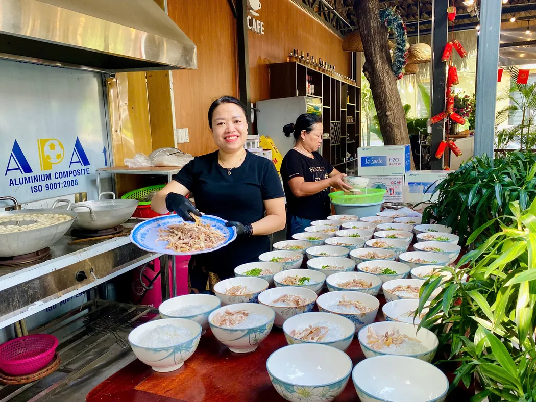 Food being prepared in the restaurant kitchen